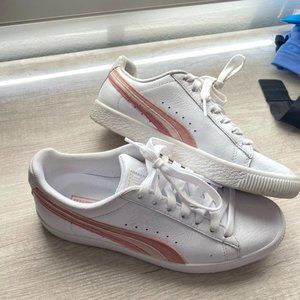 puma white and pink sneakers